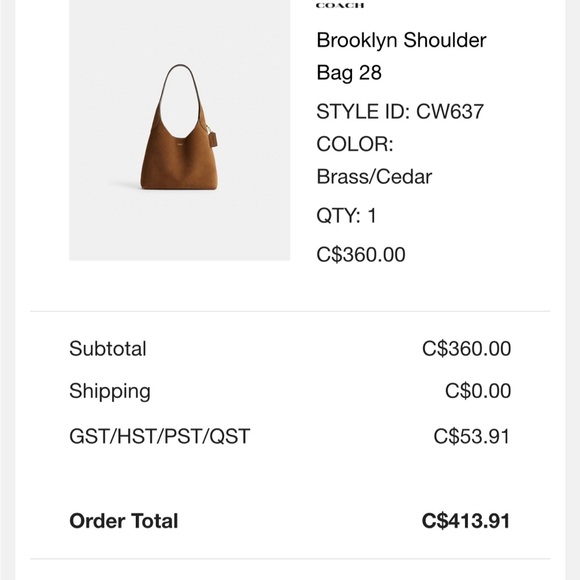 Coach Cedar Brown Brooklyn Suede 28 - Picture 7 of 7